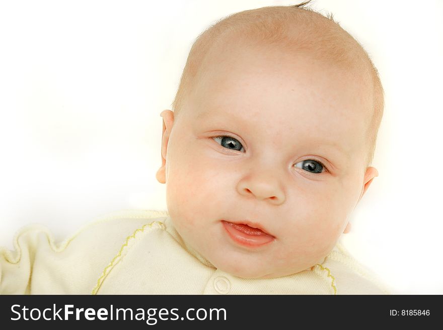 Baby portrait isolated over white. Baby portrait isolated over white