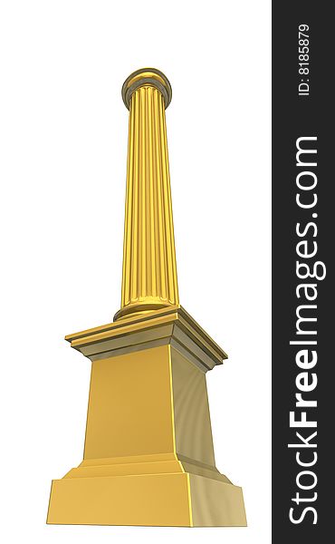3d made rendered illustration from a part of a gold column. 3d made rendered illustration from a part of a gold column