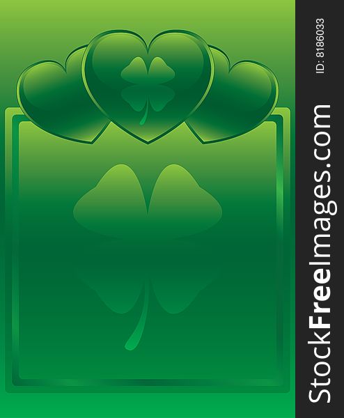 St. Patrick's Day Glossy Heart Background with border