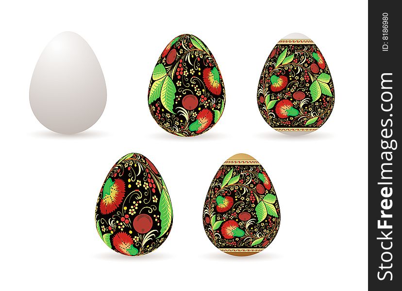Easter eggs with national russian pattern. Easter eggs with national russian pattern