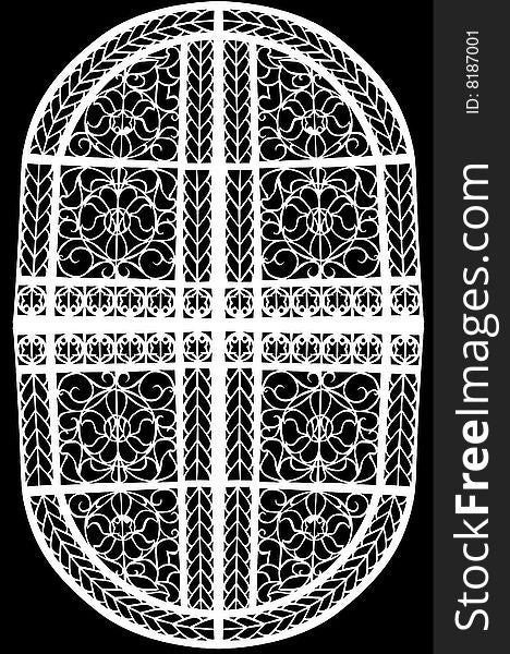 Abstract oval white decoration on black background