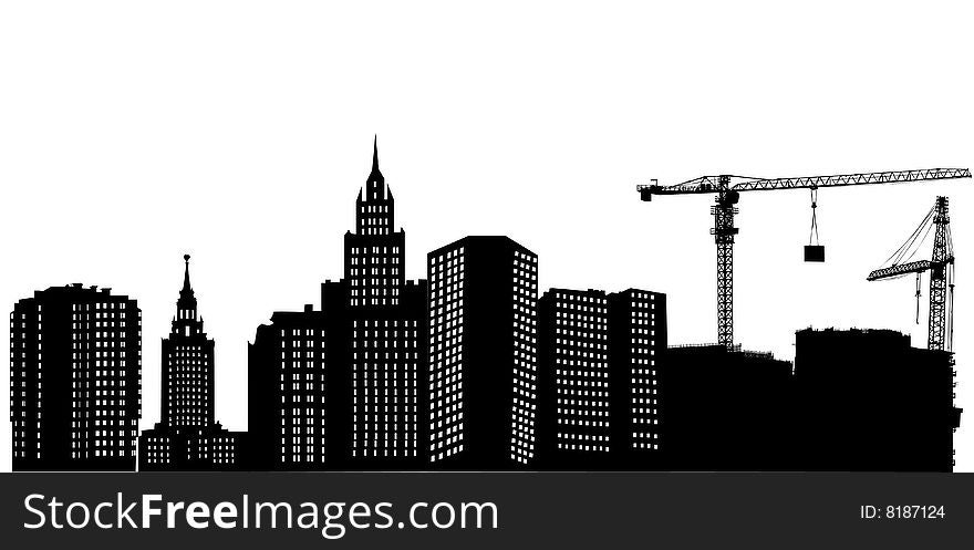 Urban landscape with cranes