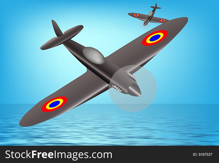 Spitfire airplane representation in this graphic illustration.