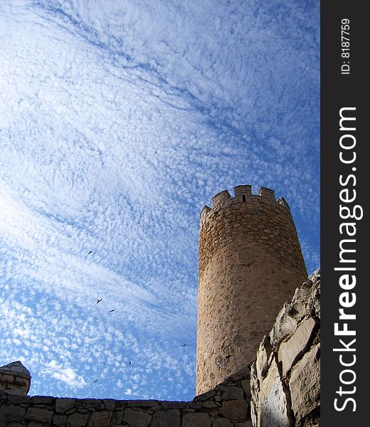 Lock tower and clouds in Spain