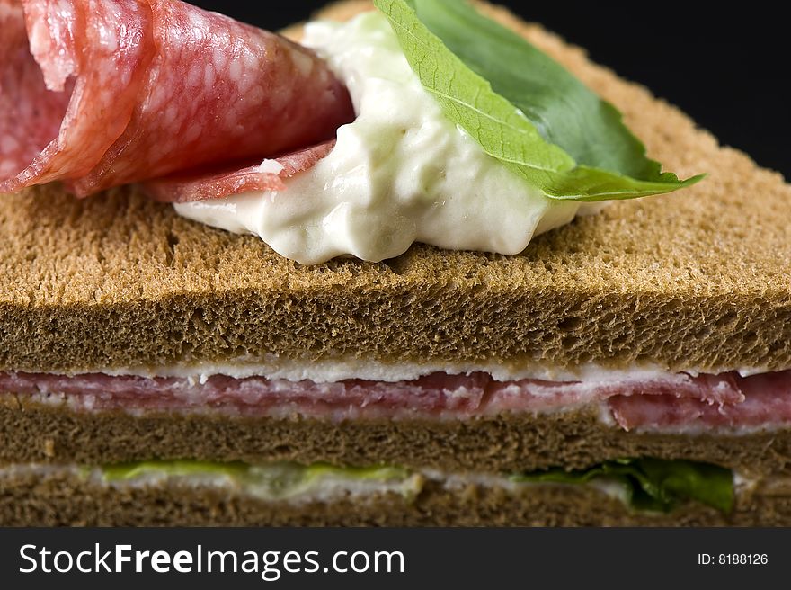 Sandwich with salami and cream
