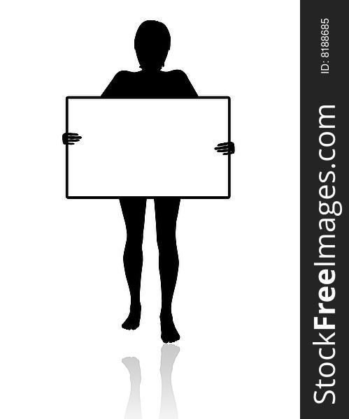 A Girl Holding A Blank Board
