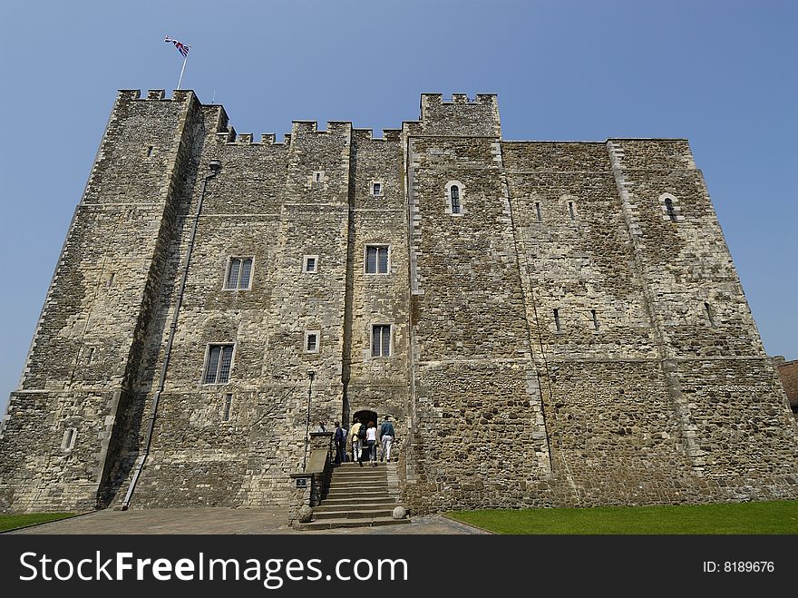 A castle in Dover, England on a clear day. A castle in Dover, England on a clear day