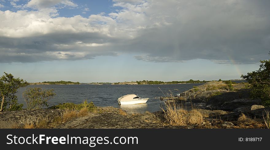 Boat near a island in Stockholm