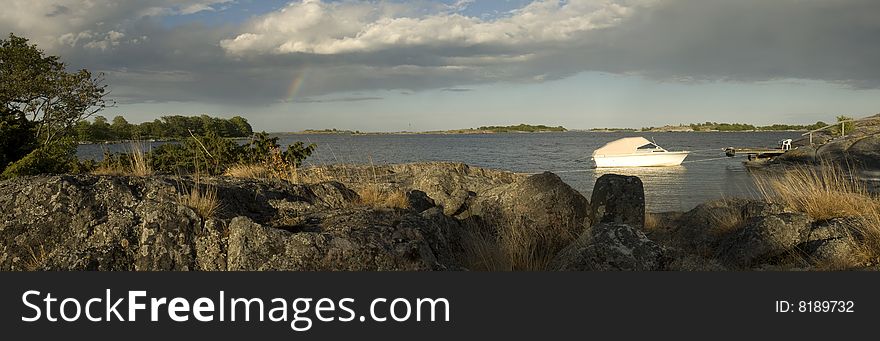 Boat near a island in Stockholm