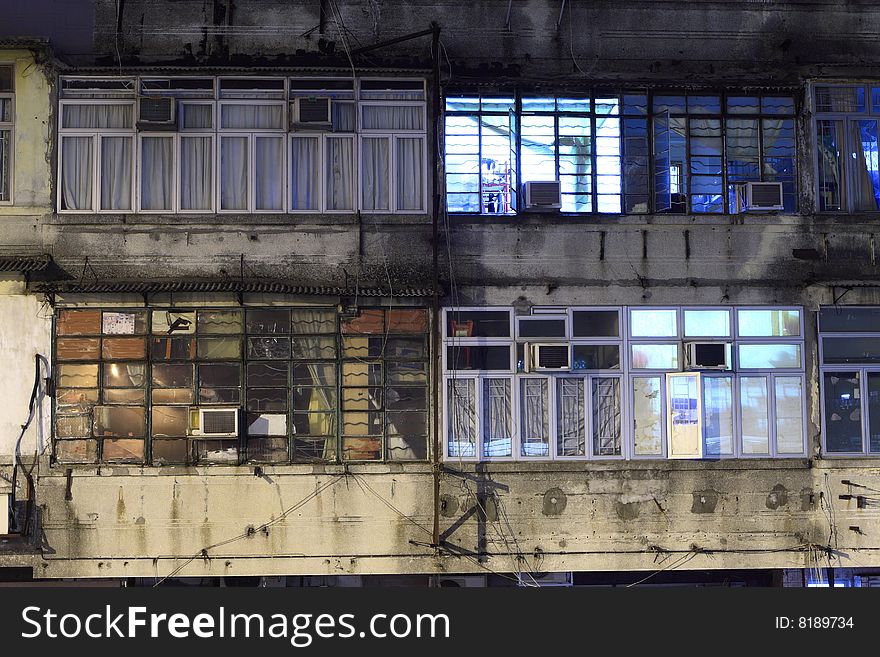 The windows of Tong Lau (chinese style building)