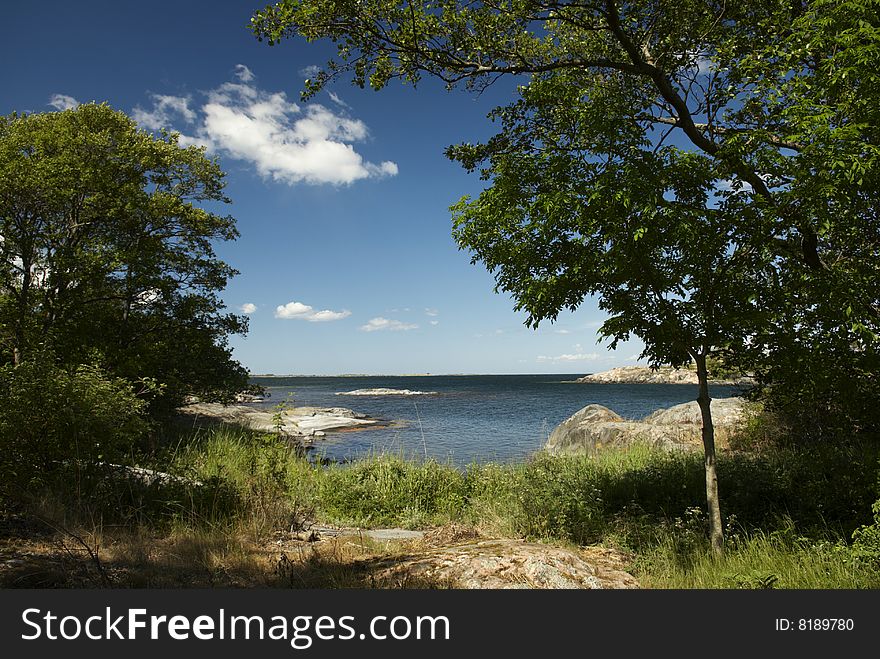 Landscape view of the archipelago in Stockholm
