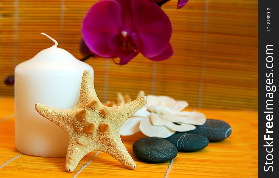 Candle, stra and stones, spa conecpt. Candle, stra and stones, spa conecpt