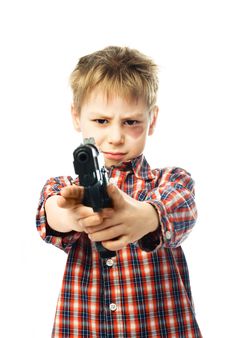 Naughty Boy With A Gun Royalty Free Stock Images