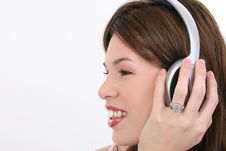 Profile Beautiful Hispanic Woman With Headphones Stock Photo Profile Beautiful Hispanic Woman With Headphones Stock Photo