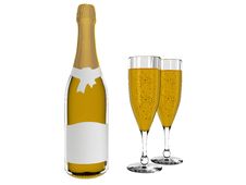 Champagne And Glass With Champagne Royalty Free Stock Photography