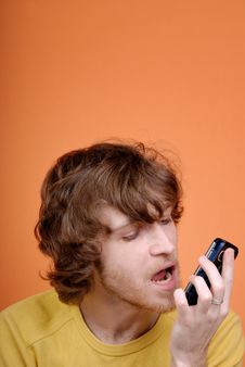 The Man Speaking By Phone Royalty Free Stock Photos