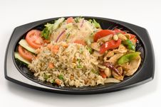 Stir-fried Rice With Peppers And Chicken Royalty Free Stock Image