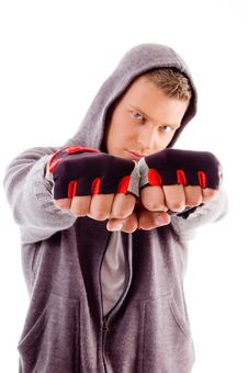Young Male Showing Fists Stock Photography Young Male Showing Fists Stock Photography