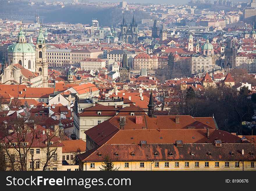 Prague winter panorama