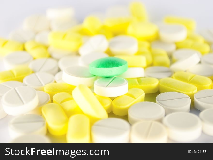 Color pills on white background. Color pills on white background