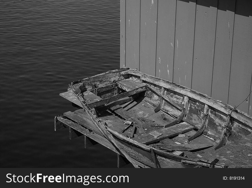 Old unused rowing boat out of water. Old unused rowing boat out of water