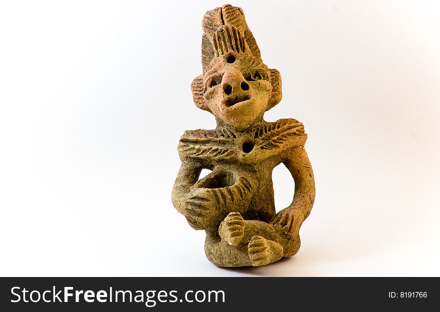 Mexican clay handicraft. Aztec figure related to religious practices