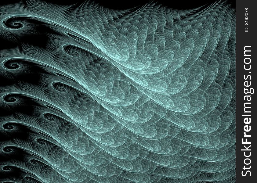 Computer-genereated fractal illustration of wavy abstract background