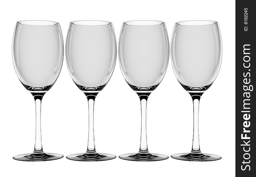 Champagne glasses on white background