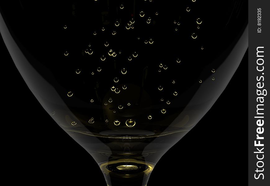 Champagne in glass isolated on black background