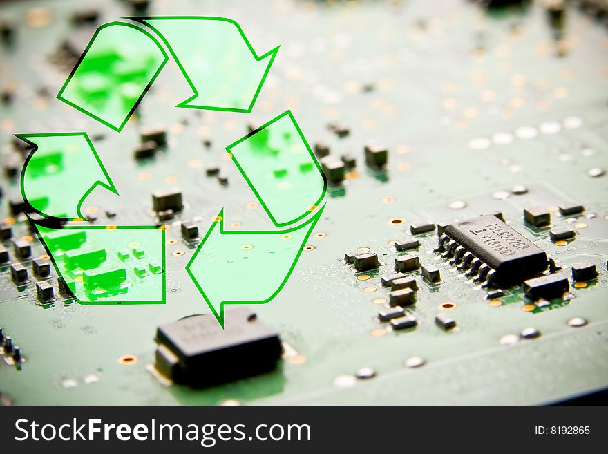 Recycle circuit boards. Concept of electronic junk