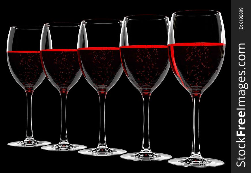 Wine in glass isolated on black background