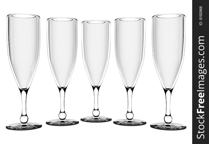 Champagne or wine glass isolated on white background