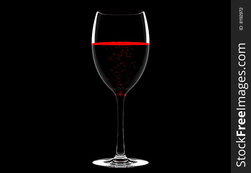 Wine in glass isolated on black background