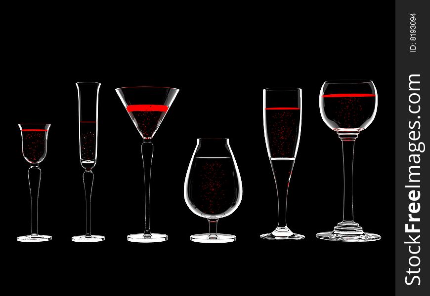 Wine in glass on black background
