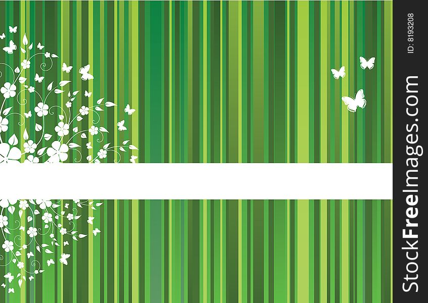 Green floral background with stripes