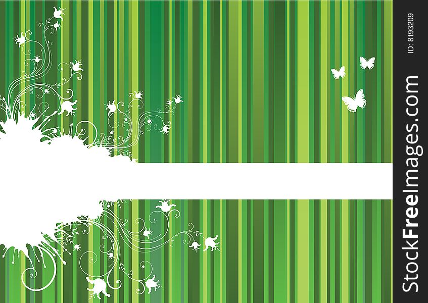 Green floral background with stripes