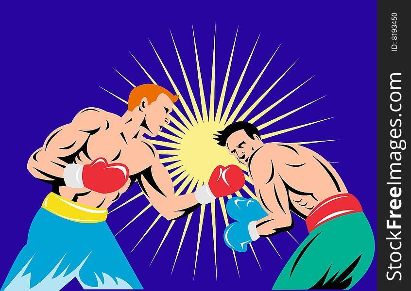 Vector illustration on the sport of boxing. Vector illustration on the sport of boxing