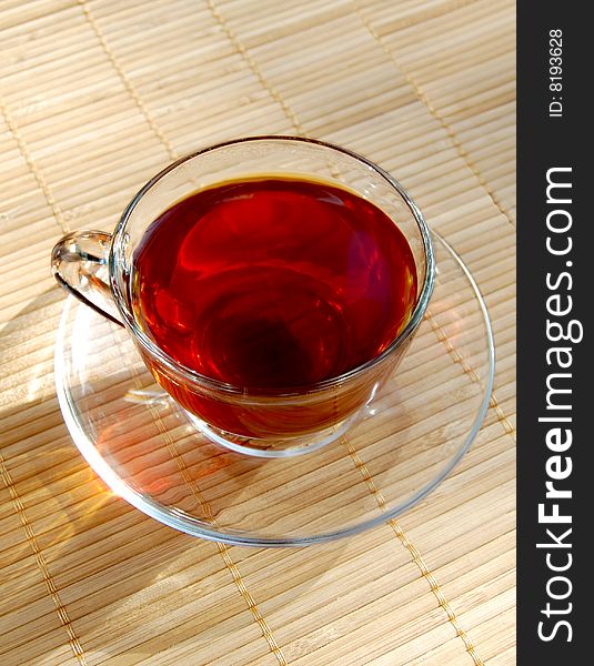 Glass Cup of Tea in sunlite