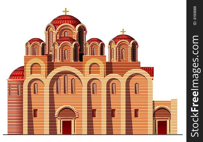 Medieval church in  byzantine style. Medieval church in  byzantine style