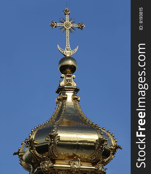 The main dome of the Court Church of Peterhof, Russia. The main dome of the Court Church of Peterhof, Russia