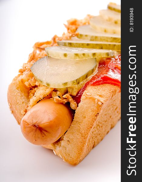 Hotdog with onion and cucumber 1