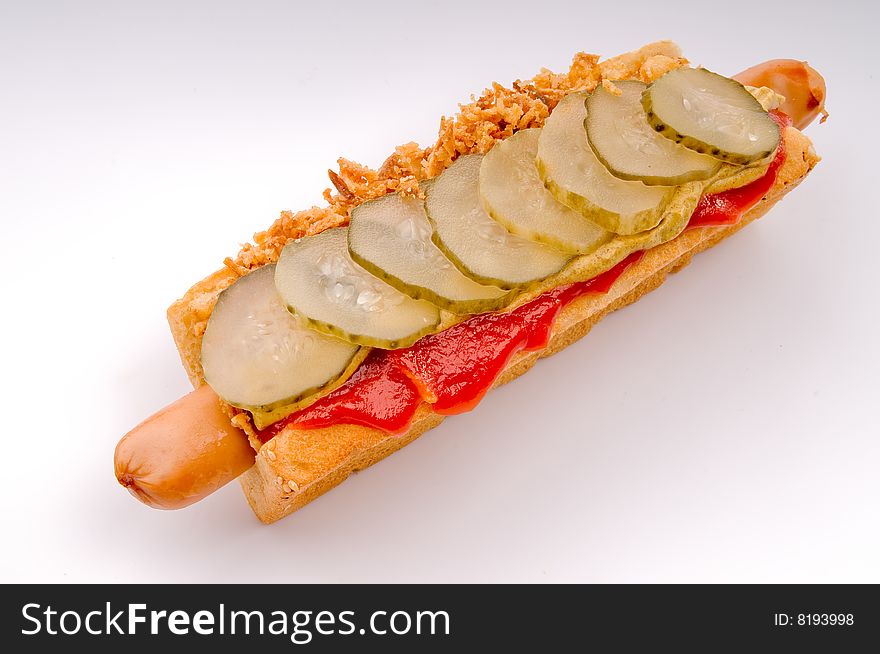 Hotdog With Onion And Cucumber 1