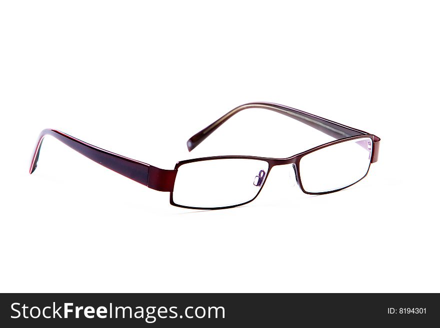 Brown modern glasses isolated over white background