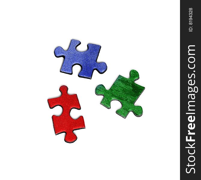 Three colored elements of puzzle