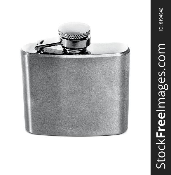 Flask of brandy isolated over a white background