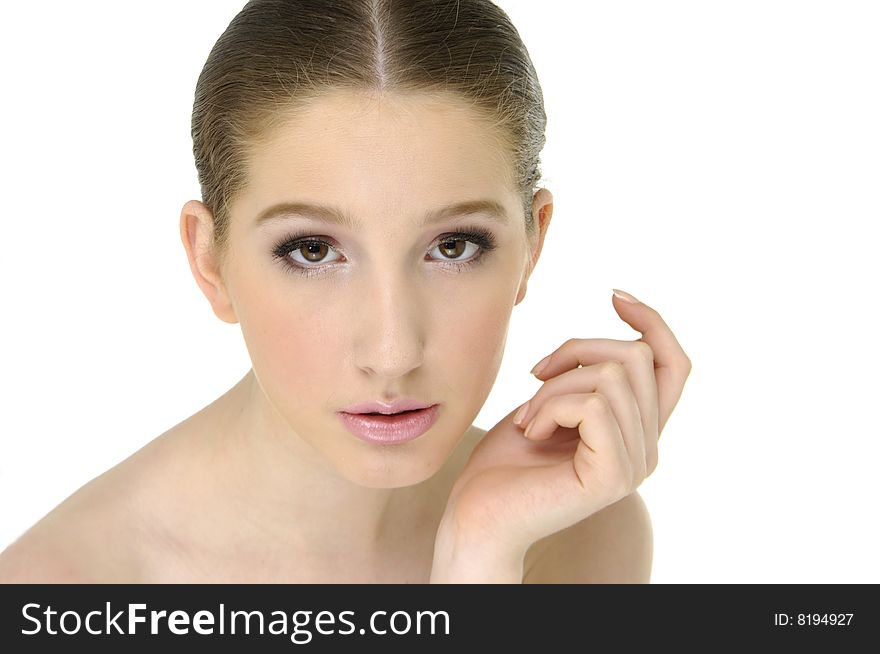 Portrait of young adult woman with health skin of face. Portrait of young adult woman with health skin of face