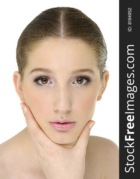 Portrait of young adult woman with health skin of face. Portrait of young adult woman with health skin of face