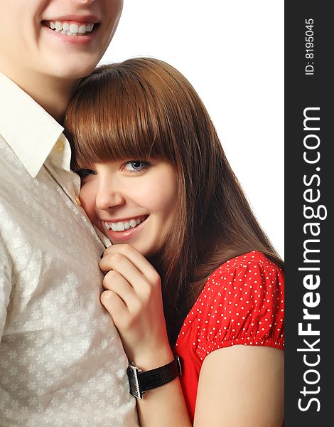 Portrait of young people in love. Shot in a studio.