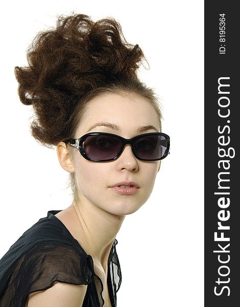 Fashion woman portrait wearing sunglasses. Fashion woman portrait wearing sunglasses