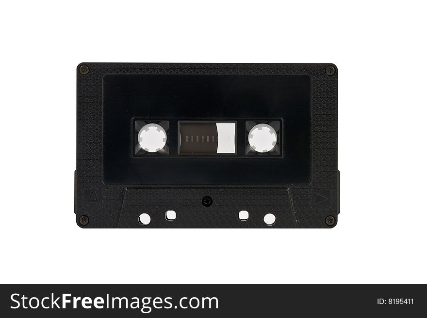 Black audio-cassete on a white background